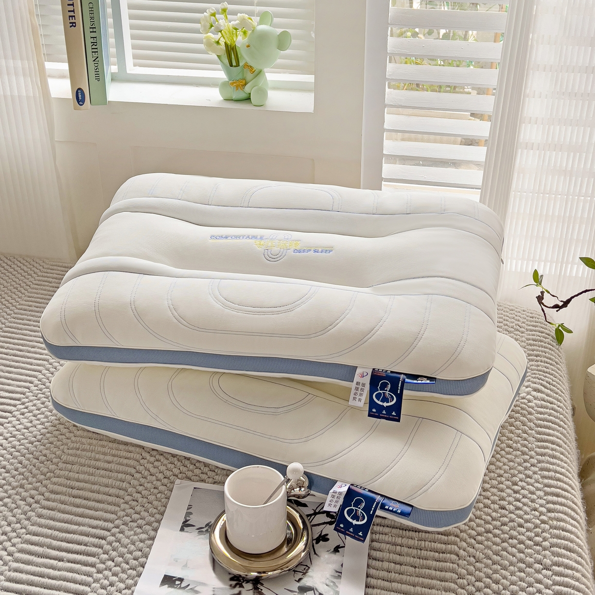 91家纺网 家纺一手货源 找家纺 晚儿 2025新款零压深睡眠枕头枕芯 海盐奶白