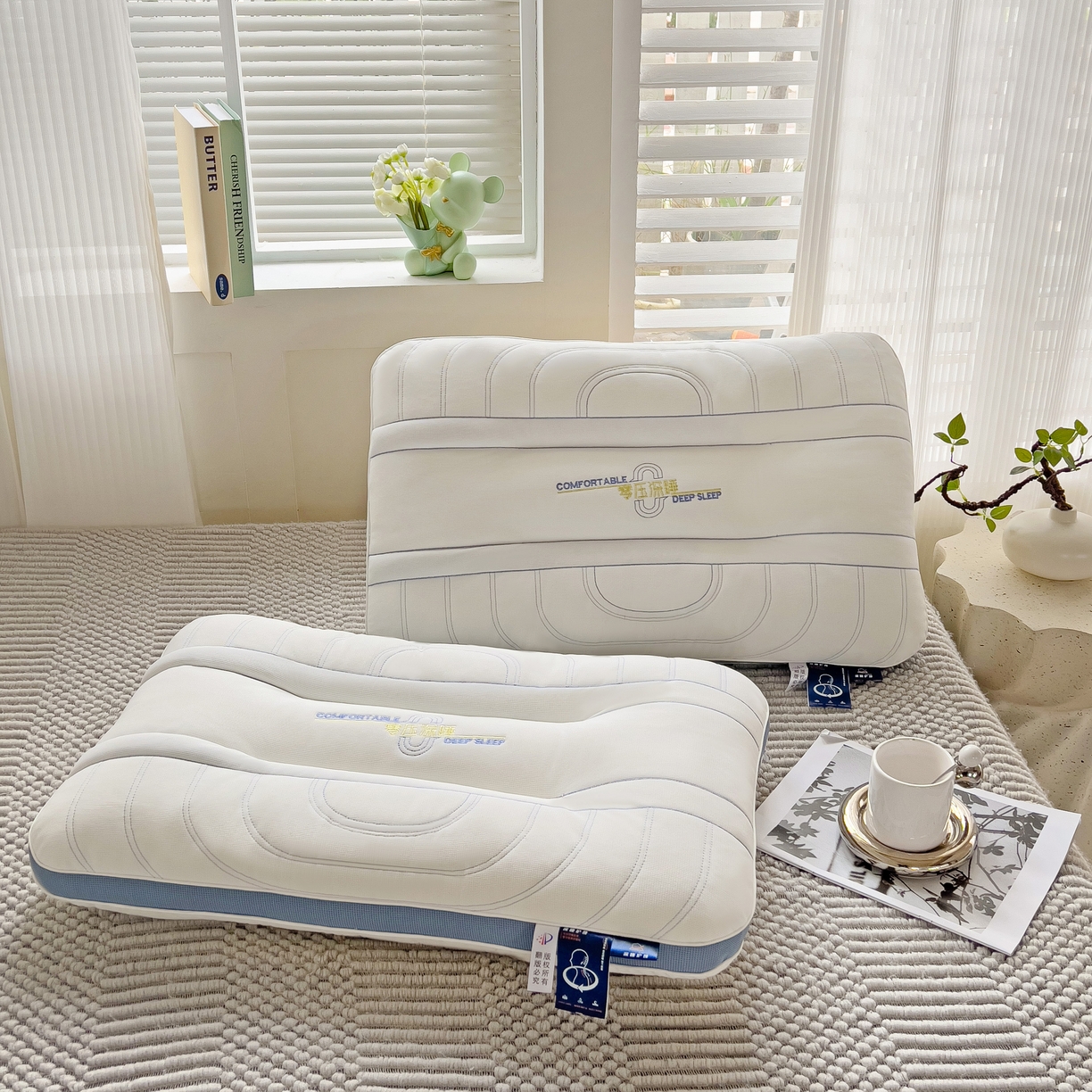 91家纺网 家纺一手货源 找家纺 晚儿 2025新款零压深睡眠枕头枕芯 海盐奶白