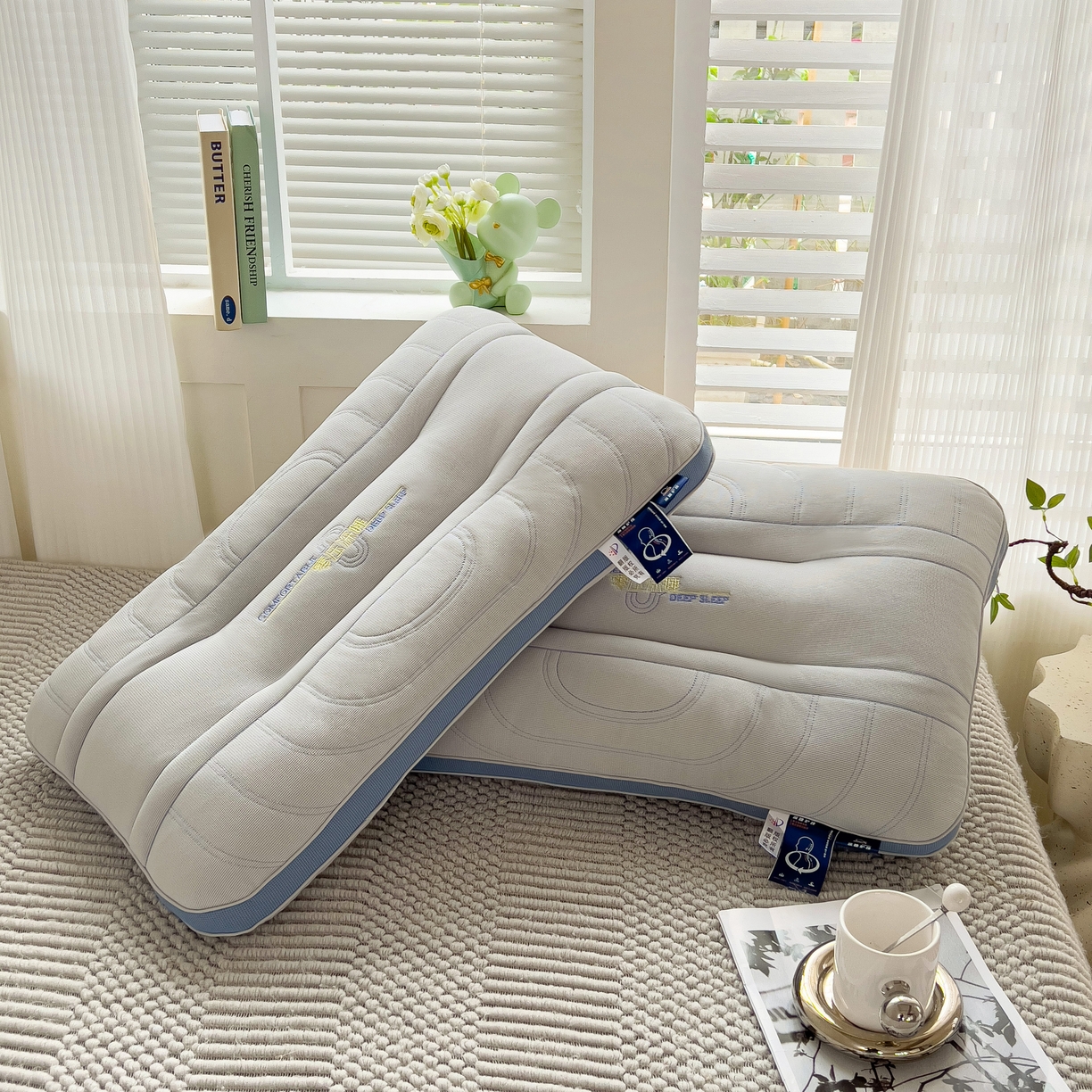 91家纺网 家纺一手货源 找家纺 晚儿 2025新款零压深睡眠枕头枕芯 深海灰蓝