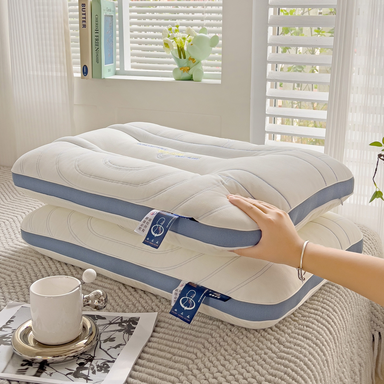 91家纺网 家纺一手货源 找家纺 晚儿 2025新款零压深睡眠枕头枕芯 海盐奶白