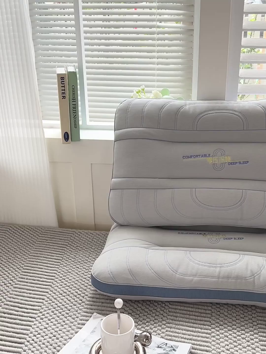 91家纺网 家纺一手货源 找家纺 晚儿 2025新款零压深睡眠枕头枕芯 深海灰蓝