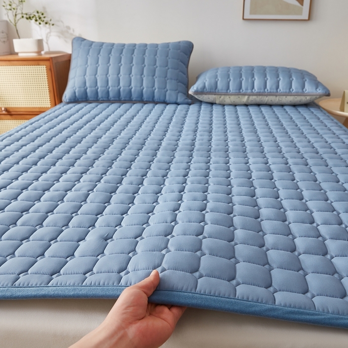 华誉 2025新款A类原棉大豆夹棉床护垫 蓝