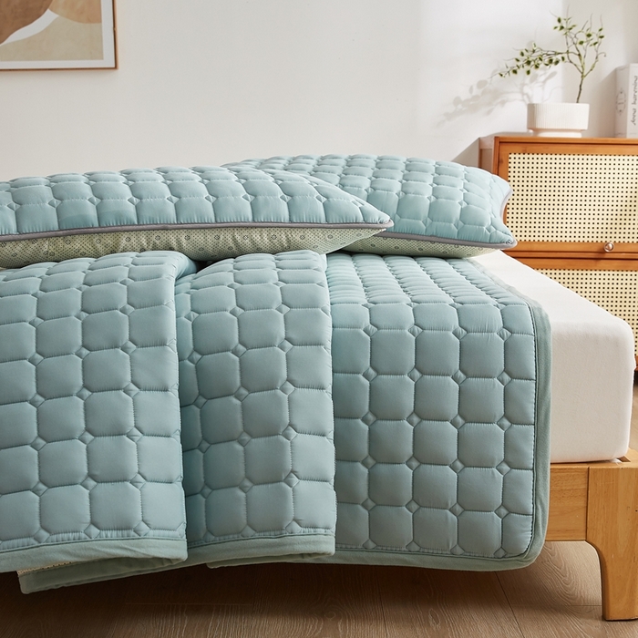 91家纺网 家纺一手货源 找家纺 华誉 2025新款A类原棉大豆夹棉床护垫 绿