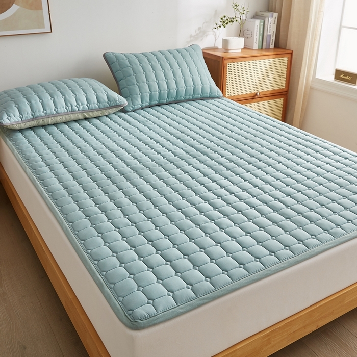 91家纺网 家纺一手货源 找家纺 华誉 2025新款A类原棉大豆夹棉床护垫 绿