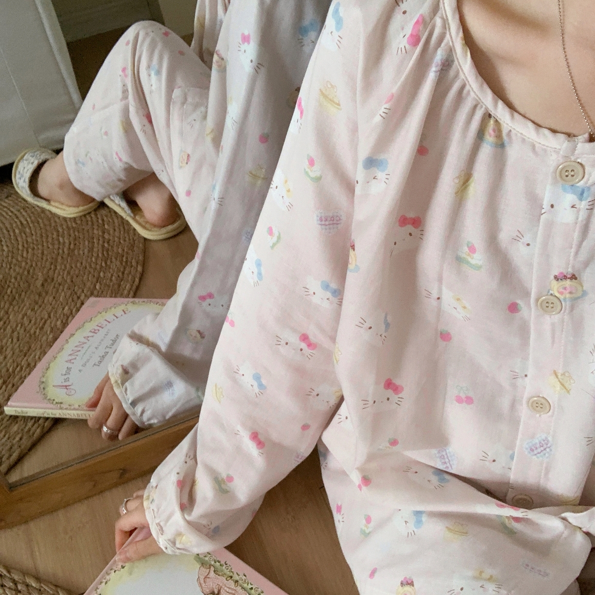 91家纺网 家纺一手货源 找家纺 纽约生活 2025新款韩系家居服（会员-5） 粉爱心KT