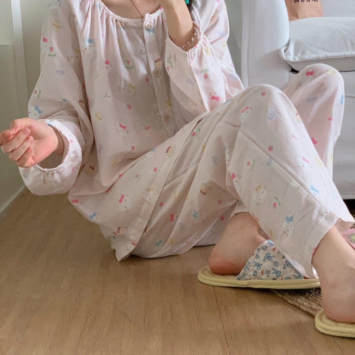 91家纺网 家纺一手货源 找家纺 纽约生活 2025新款韩系家居服（会员-5） 粉爱心KT