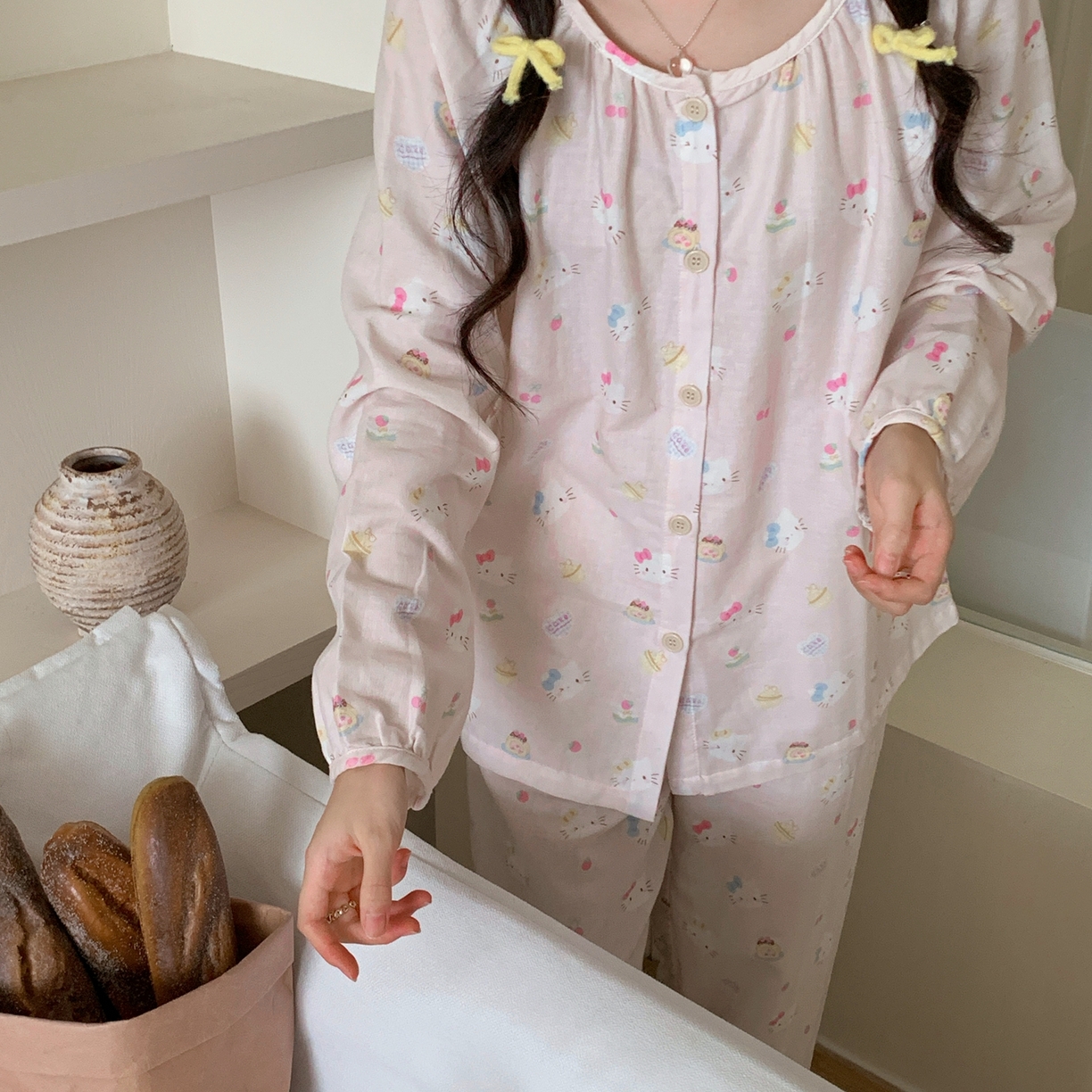 91家纺网 家纺一手货源 找家纺 纽约生活 2025新款韩系家居服（会员-5） 粉爱心KT