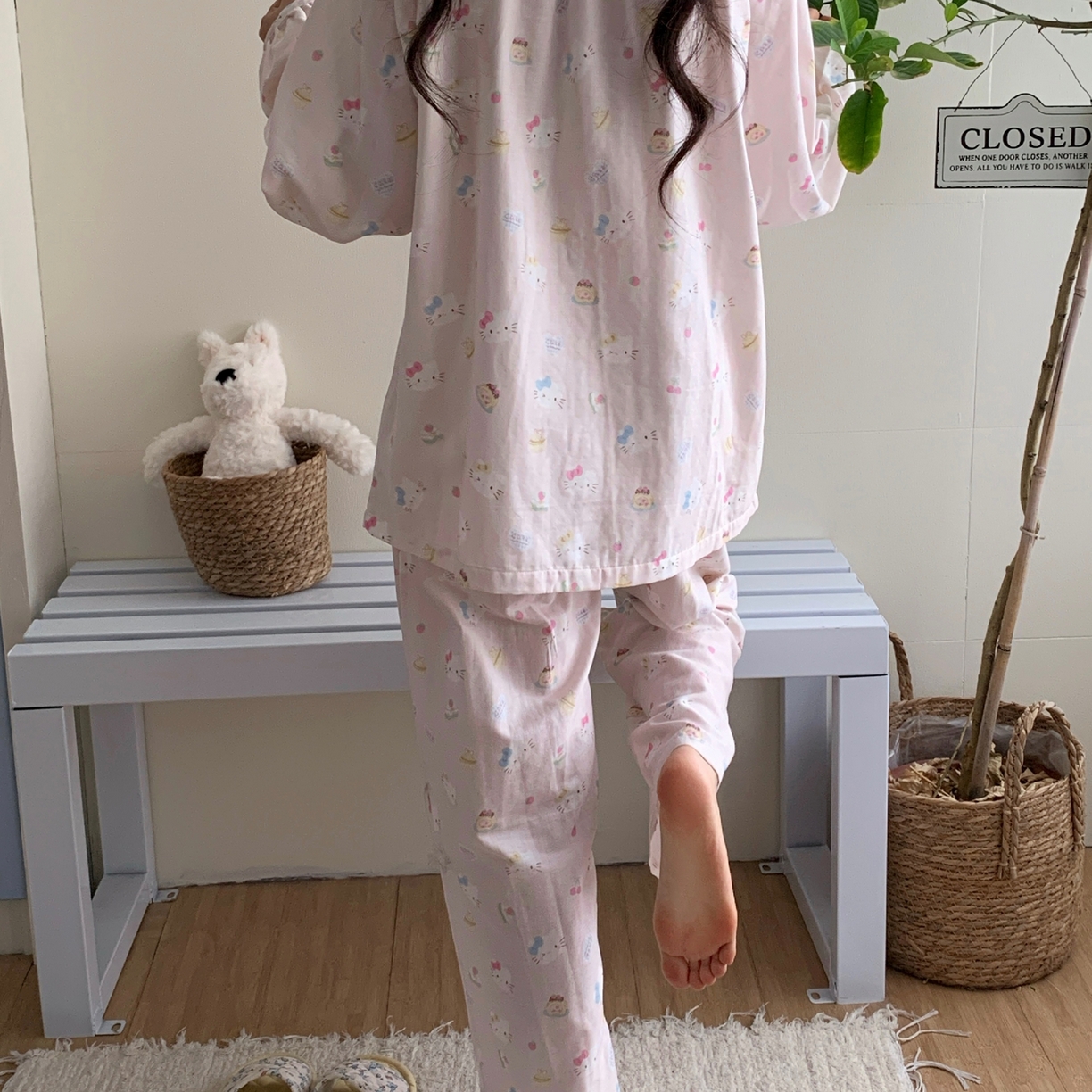 91家纺网 家纺一手货源 找家纺 纽约生活 2025新款韩系家居服（会员-5） 粉爱心KT