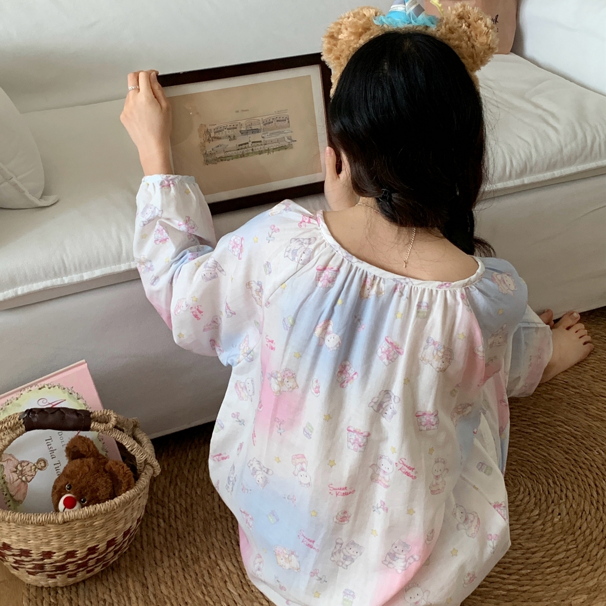 91家纺网 家纺一手货源 找家纺 纽约生活 2025新款韩系家居服（会员-5） 精灵猫咪