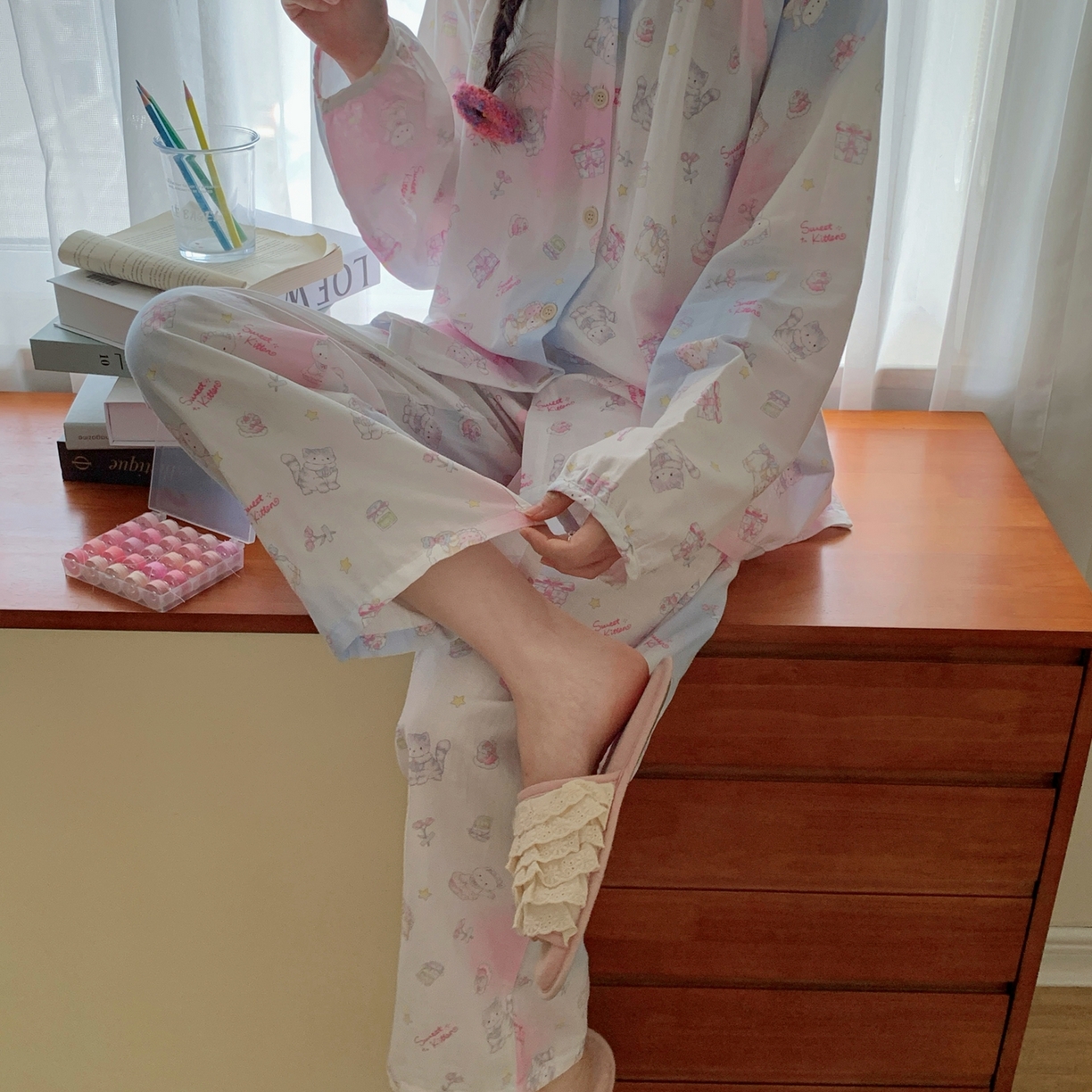 91家纺网 家纺一手货源 找家纺 纽约生活 2025新款韩系家居服（会员-5） 精灵猫咪