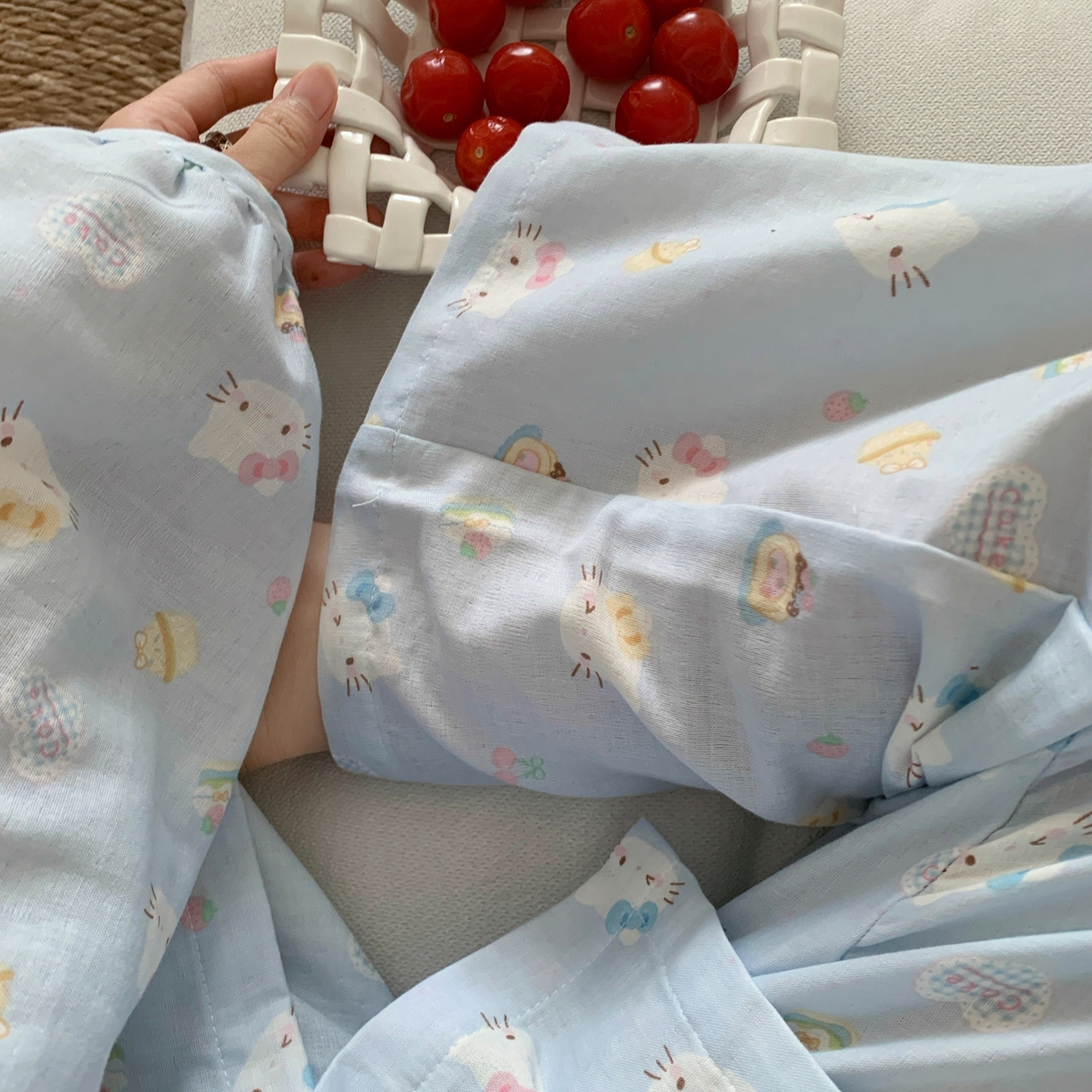 91家纺网 家纺一手货源 找家纺 纽约生活 2025新款韩系家居服（会员-5） 蓝爱心KT