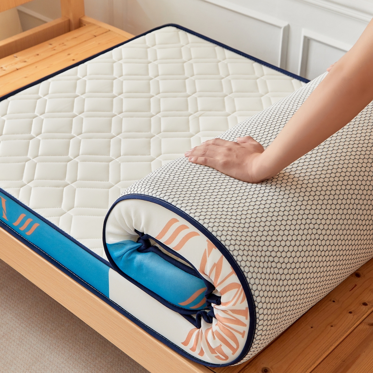 91家纺网 家纺一手货源 找家纺 （总）希廷顿 2025新款立体海绵学生宿舍床垫-菱格