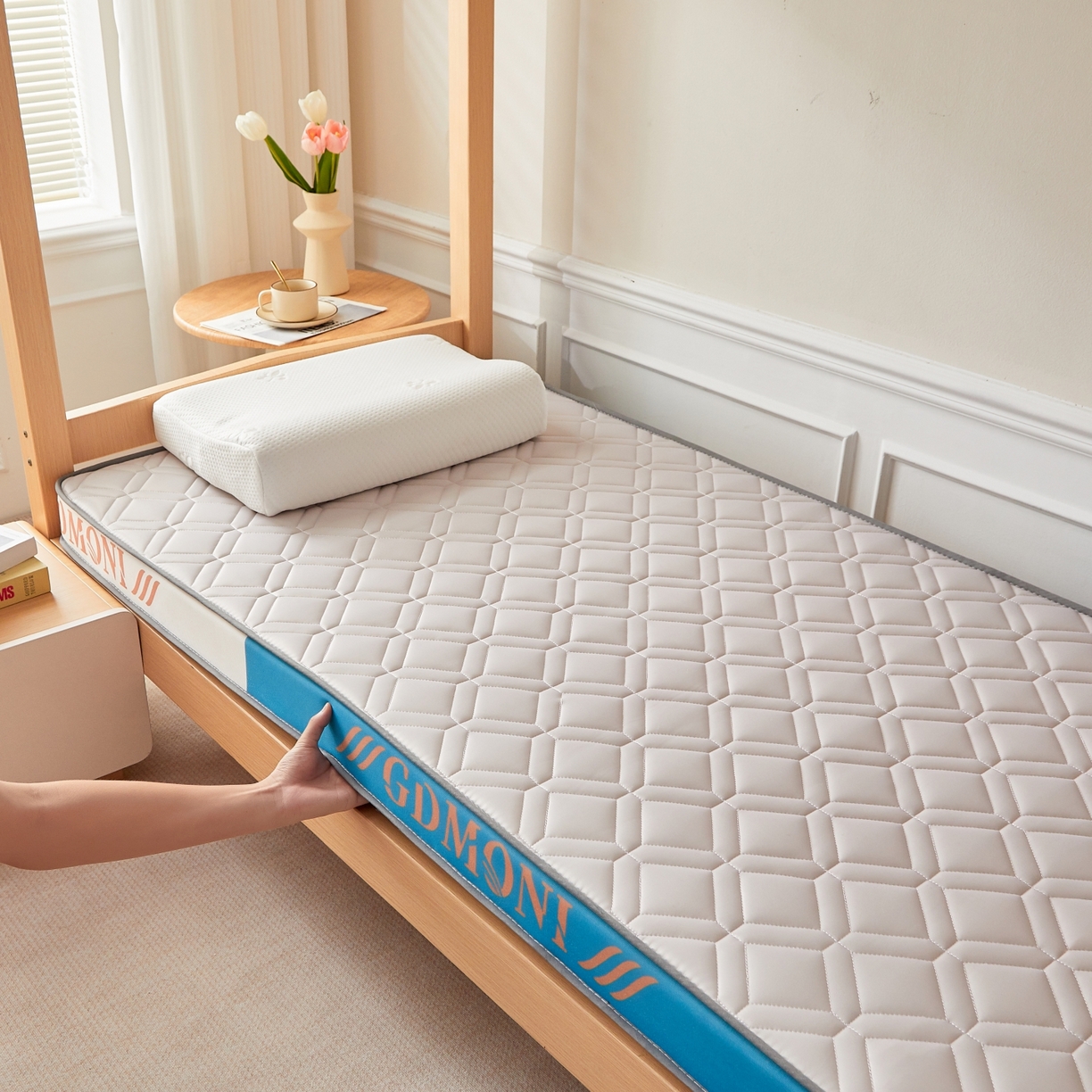 91家纺网 家纺一手货源 找家纺 希廷顿 2025新款立体海绵学生宿舍床垫-菱格 立体海绵床垫-菱格灰