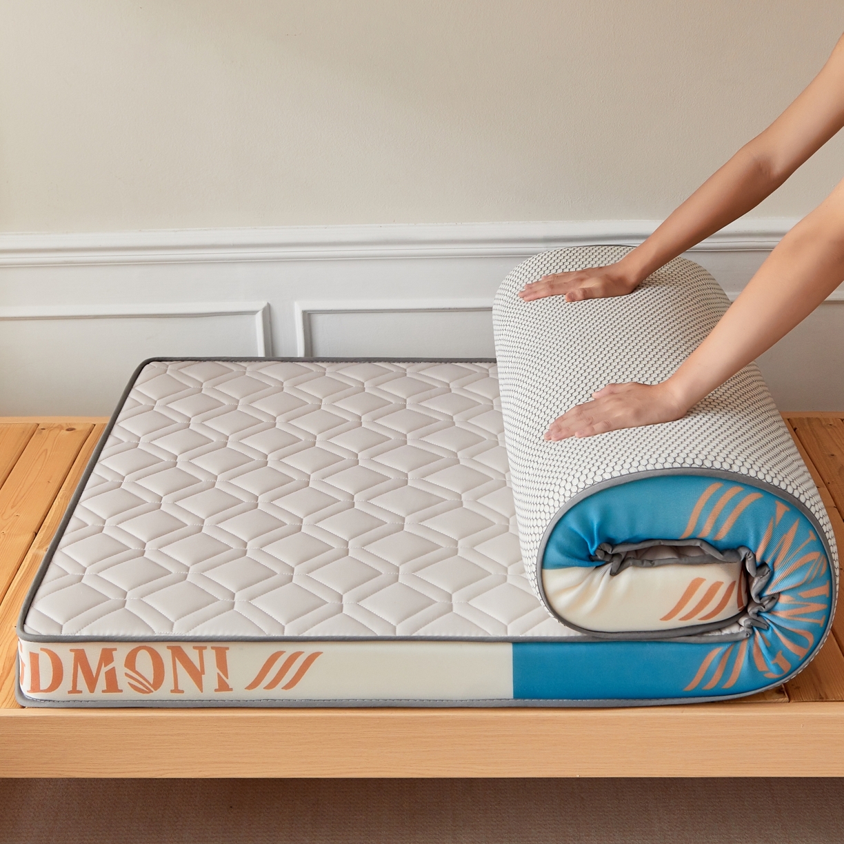 91家纺网 家纺一手货源 找家纺 希廷顿 2025新款立体海绵学生宿舍床垫-菱格 立体海绵床垫-菱格灰