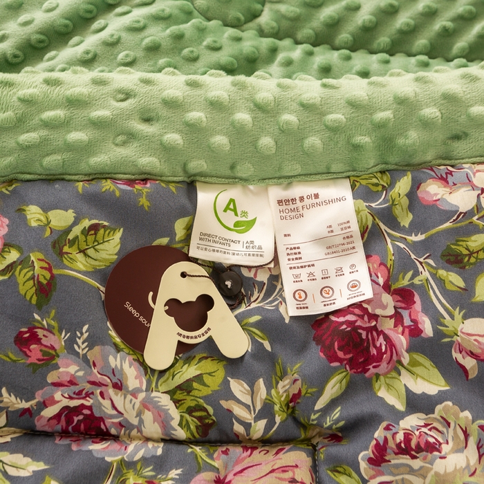 91家纺网 家纺一手货源 找家纺 锦鹭被业 2025新款AB版舒适全棉纯棉豆豆绒被被子被芯 花之语