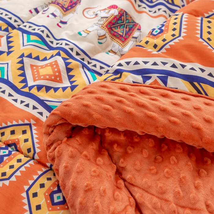 91家纺网 家纺一手货源 找家纺 锦鹭被业 2025新款AB版舒适全棉纯棉豆豆绒被被子被芯 吉祥如意