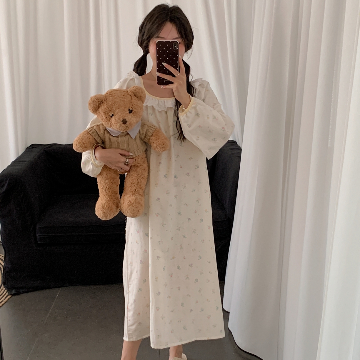 91家纺网 家纺一手货源 找家纺 （总）纽约生活 2025新款有氧纱蕾丝长袖裙（会员-5）