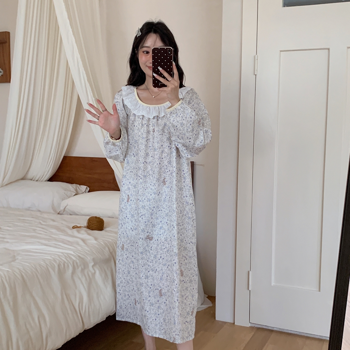 91家纺网 家纺一手货源 找家纺 （总）纽约生活 2025新款有氧纱蕾丝长袖裙（会员-5）