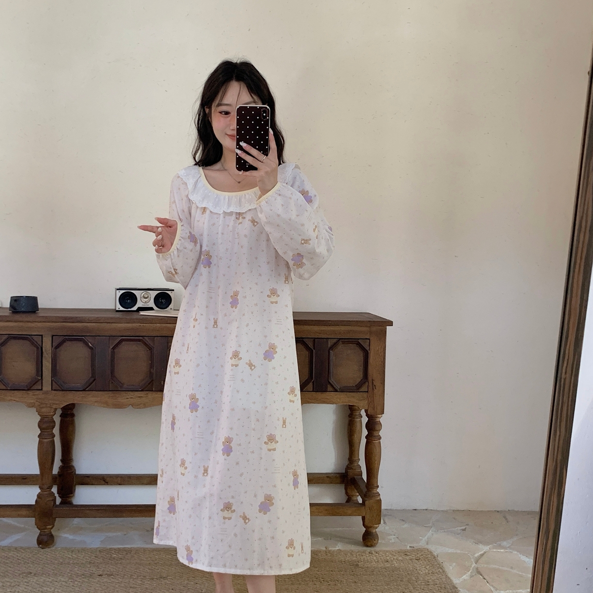 91家纺网 家纺一手货源 找家纺 （总）纽约生活 2025新款有氧纱蕾丝长袖裙（会员-5）