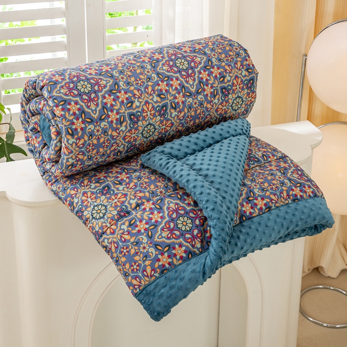 91家纺网 家纺一手货源 找家纺 锦鹭被业 2025新款AB版舒适全棉纯棉豆豆绒被被子被芯 金枝玉叶