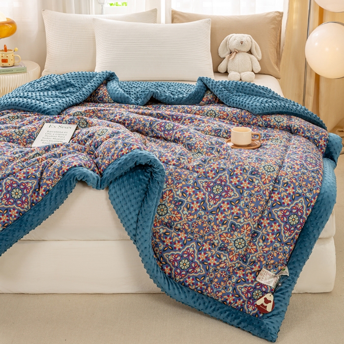 91家纺网 家纺一手货源 找家纺 锦鹭被业 2025新款AB版舒适全棉纯棉豆豆绒被被子被芯 金枝玉叶