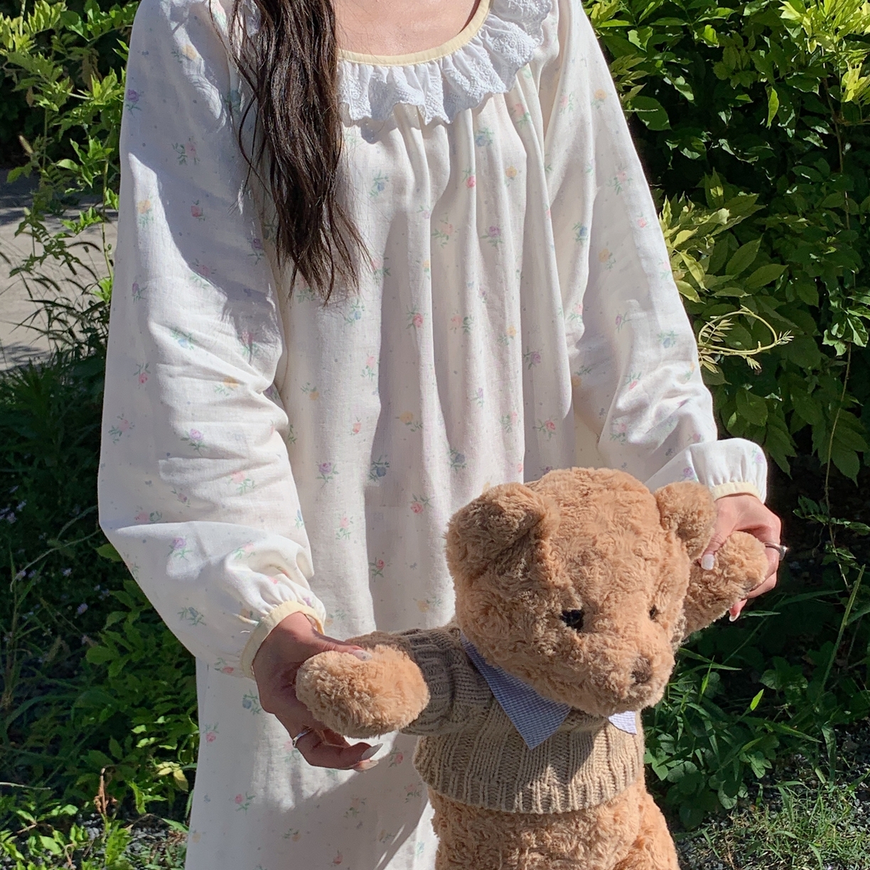 91家纺网 家纺一手货源 找家纺 纽约生活 2025新款有氧纱蕾丝长袖裙（会员-5） 晨露玫瑰