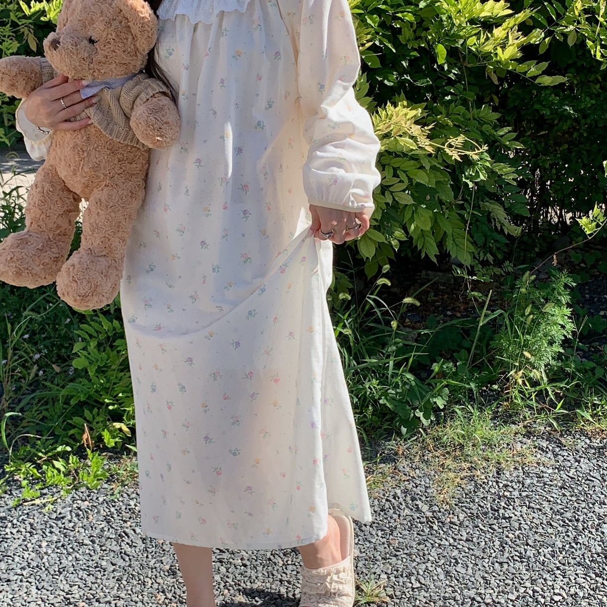 91家纺网 家纺一手货源 找家纺 纽约生活 2025新款有氧纱蕾丝长袖裙（会员-5） 晨露玫瑰