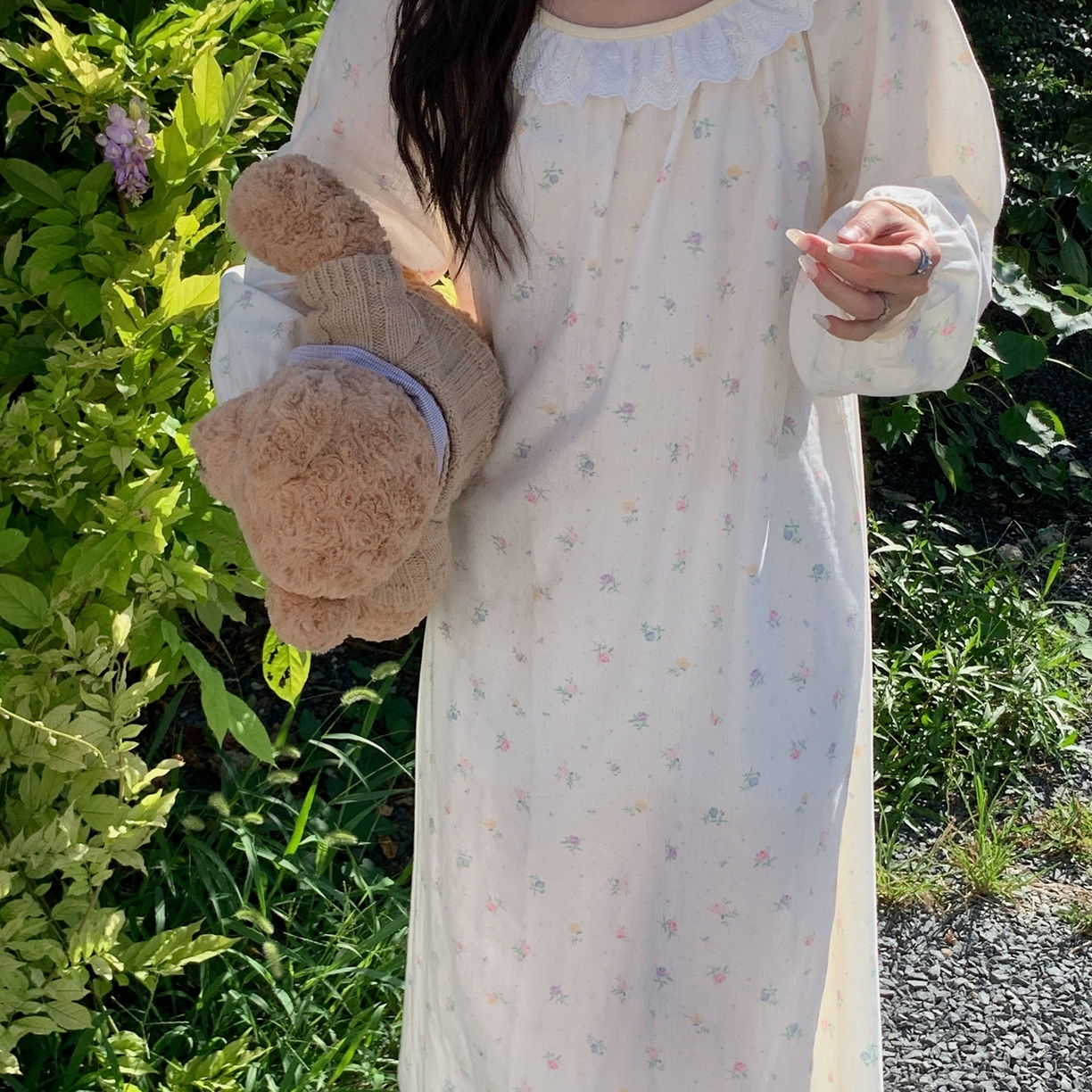 91家纺网 家纺一手货源 找家纺 纽约生活 2025新款有氧纱蕾丝长袖裙（会员-5） 晨露玫瑰