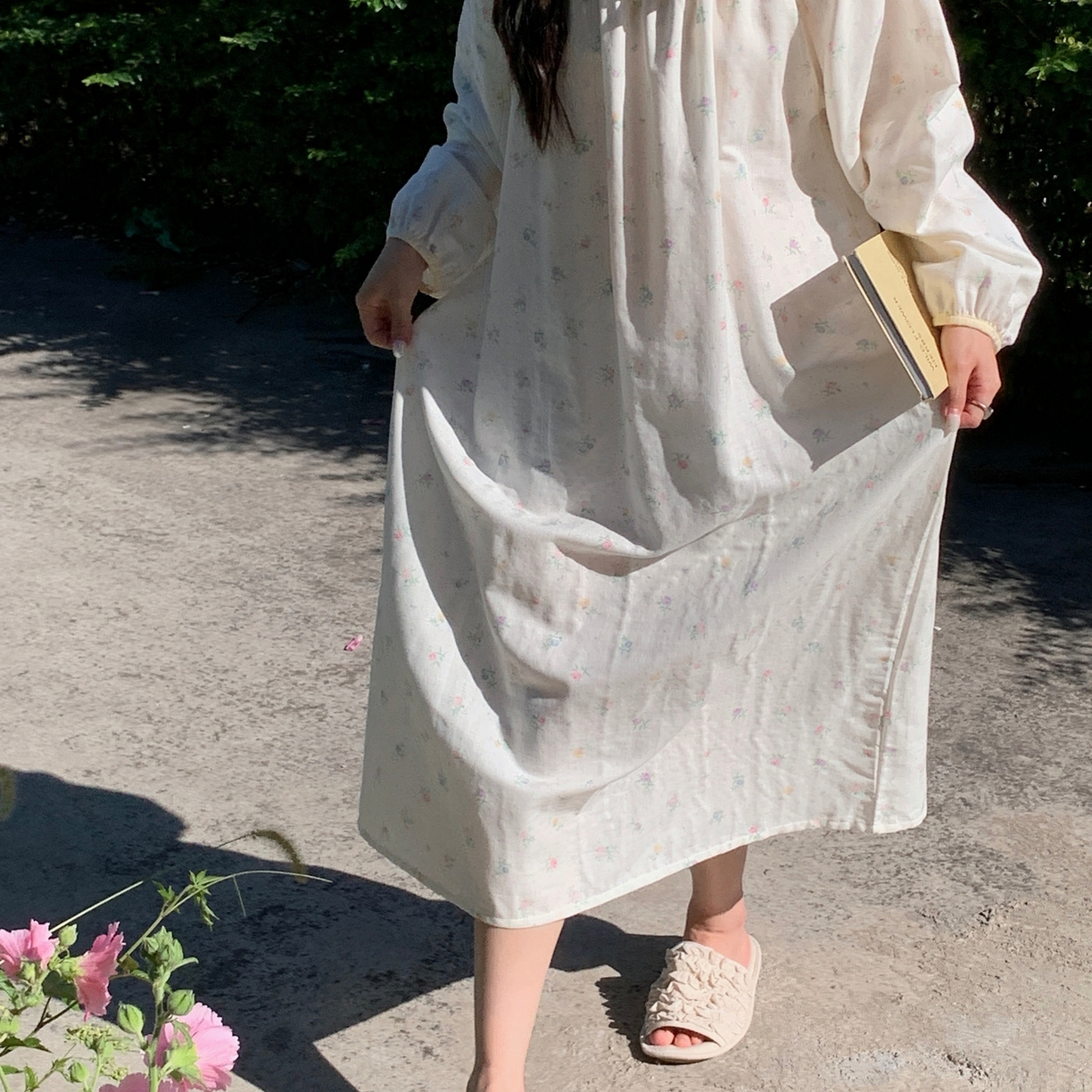 91家纺网 家纺一手货源 找家纺 纽约生活 2025新款有氧纱蕾丝长袖裙（会员-5） 晨露玫瑰