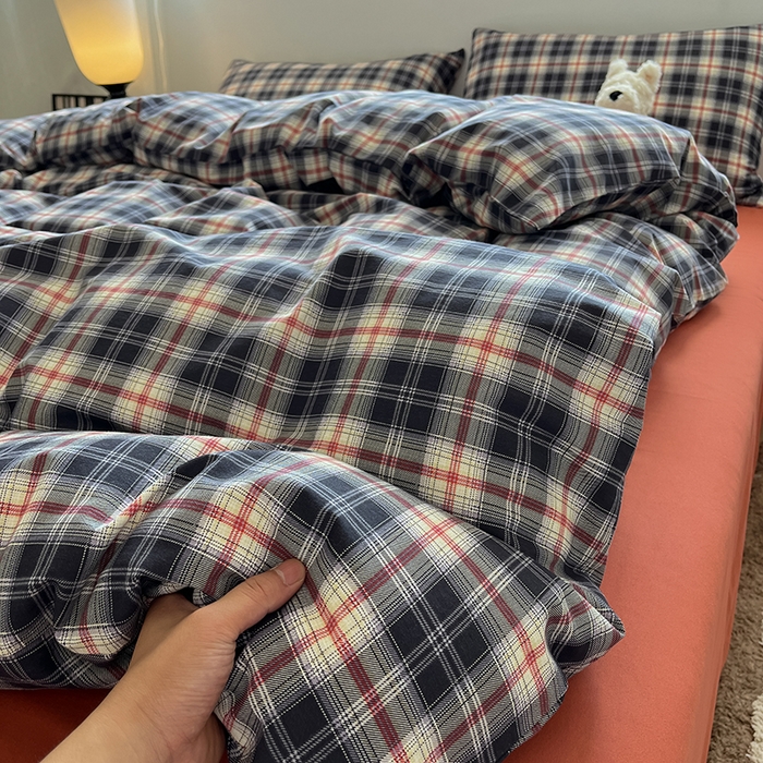 91家纺网 家纺一手货源 找家纺 吉象家纺 2025新款全棉纯棉加厚磨毛印花四件套 艾伦黑格