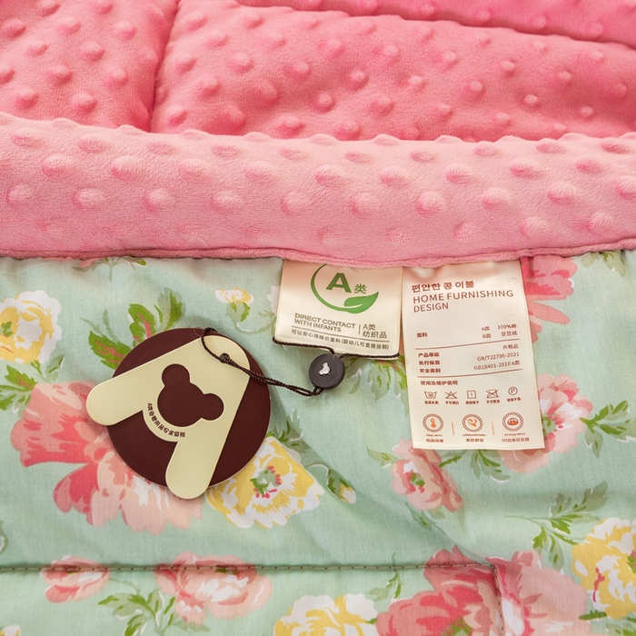 91家纺网 家纺一手货源 找家纺 锦鹭被业 2025新款AB版舒适全棉纯棉豆豆绒被被子被芯 锦上添花