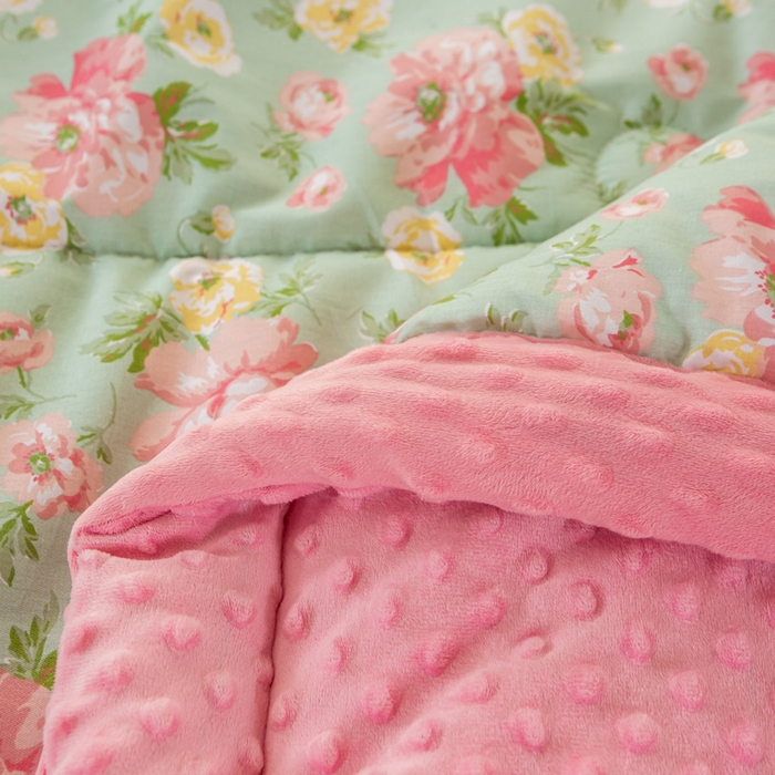 91家纺网 家纺一手货源 找家纺 锦鹭被业 2025新款AB版舒适全棉纯棉豆豆绒被被子被芯 锦上添花