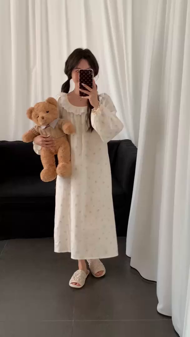 91家纺网 家纺一手货源 找家纺 纽约生活 2025新款有氧纱蕾丝长袖裙（会员-5） 晨露玫瑰