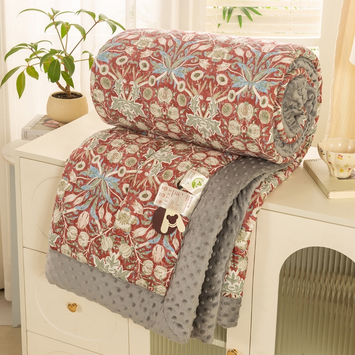 锦鹭被业 2025新款AB版舒适全棉纯棉豆豆绒被被子被芯 克洛伊