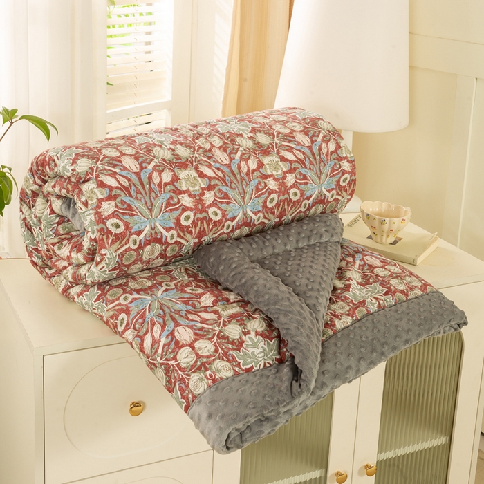 91家纺网 家纺一手货源 找家纺 锦鹭被业 2025新款AB版舒适全棉纯棉豆豆绒被被子被芯 克洛伊