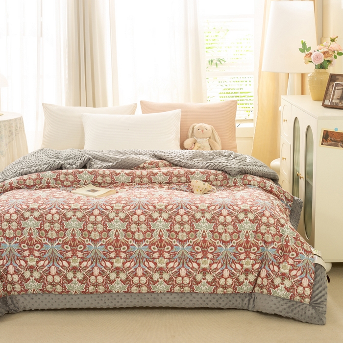 91家纺网 家纺一手货源 找家纺 锦鹭被业 2025新款AB版舒适全棉纯棉豆豆绒被被子被芯 克洛伊