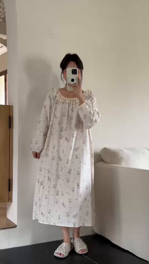 91家纺网 家纺一手货源 找家纺 纽约生活 2025新款有氧纱蕾丝长袖裙（会员-5） 花园兔