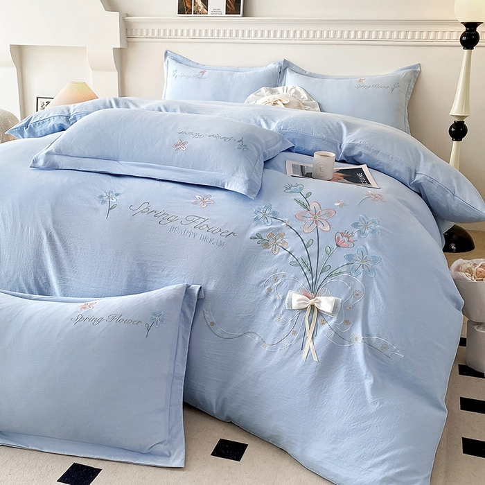 大麦乐田 2025新款糯小棉立体绣花吊边四件套-手捧花 手捧花 兰