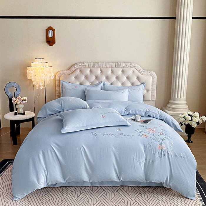 91家纺网 家纺一手货源 找家纺 大麦乐田 2025新款糯小棉立体绣花吊边四件套-手捧花 手捧花 兰