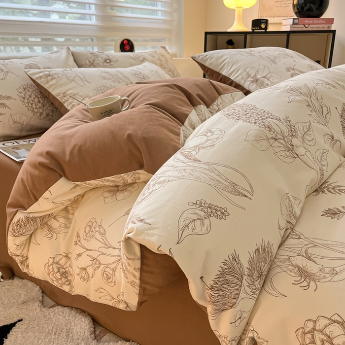 吉象家纺 2025新款全棉纯棉加厚磨毛印花四件套 芳草集