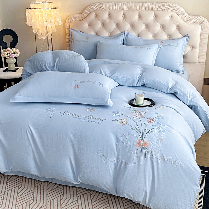 91家纺网 家纺一手货源 找家纺 大麦乐田 2025新款糯小棉立体绣花吊边四件套-手捧花 手捧花 兰