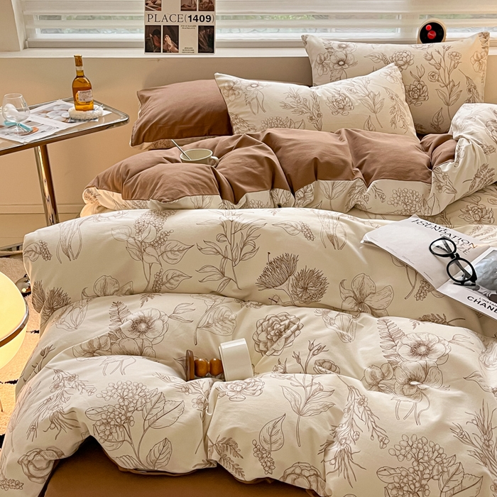 91家纺网 家纺一手货源 找家纺 吉象家纺 2025新款全棉纯棉加厚磨毛印花四件套 芳草集