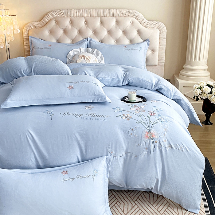 91家纺网 家纺一手货源 找家纺 大麦乐田 2025新款糯小棉立体绣花吊边四件套-手捧花 手捧花 兰