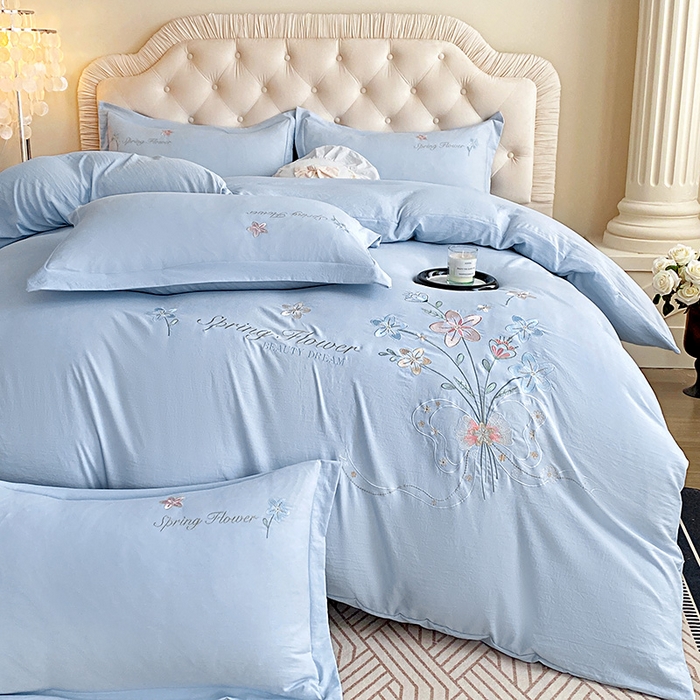 91家纺网 家纺一手货源 找家纺 大麦乐田 2025新款糯小棉立体绣花吊边四件套-手捧花 手捧花 兰