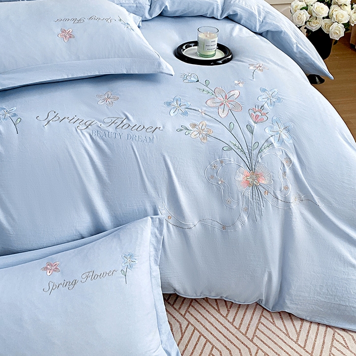 91家纺网 家纺一手货源 找家纺 大麦乐田 2025新款糯小棉立体绣花吊边四件套-手捧花 手捧花 兰