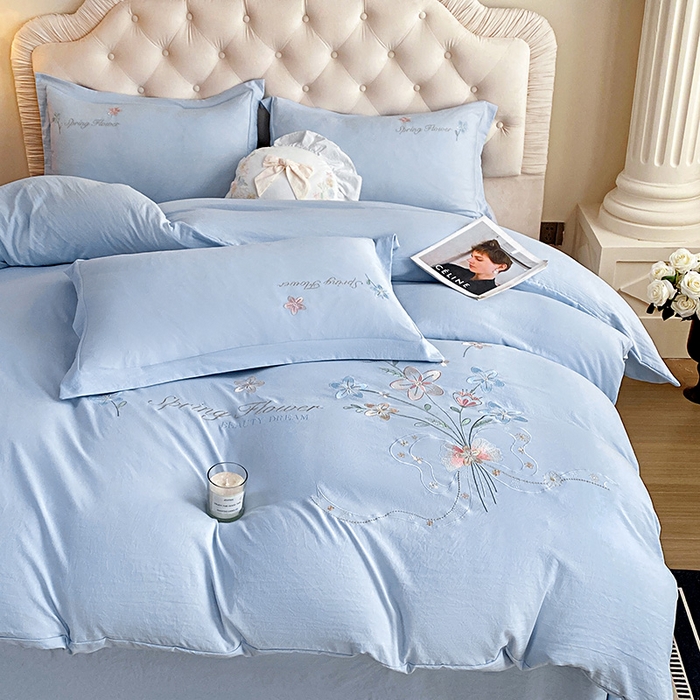 91家纺网 家纺一手货源 找家纺 大麦乐田 2025新款糯小棉立体绣花吊边四件套-手捧花 手捧花 兰