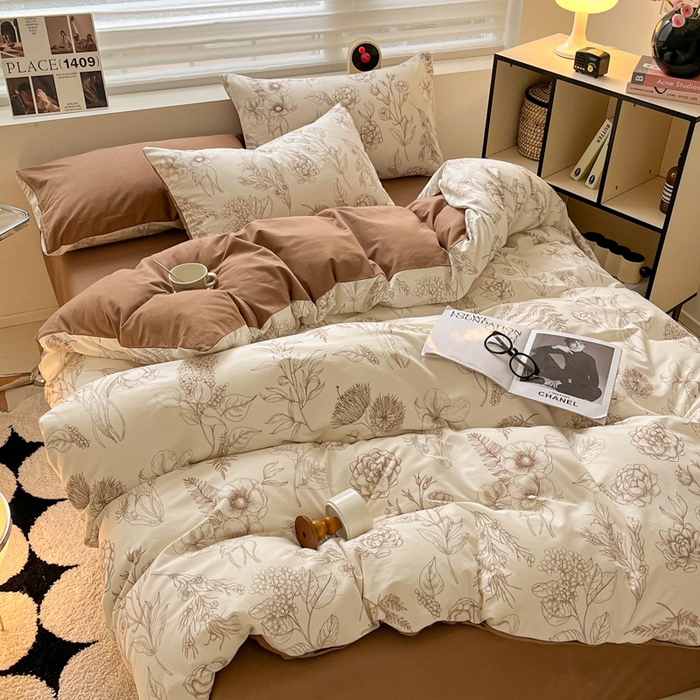 91家纺网 家纺一手货源 找家纺 吉象家纺 2025新款全棉纯棉加厚磨毛印花四件套 芳草集