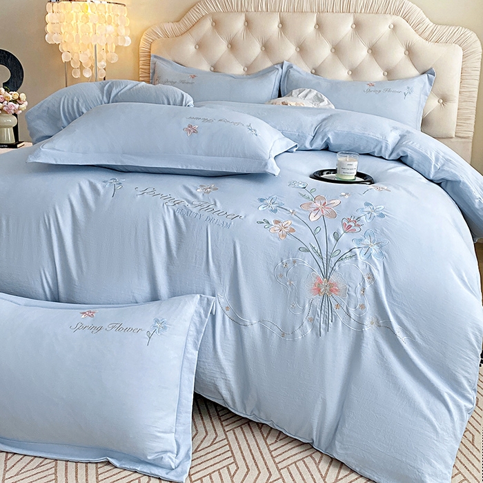 91家纺网 家纺一手货源 找家纺 大麦乐田 2025新款糯小棉立体绣花吊边四件套-手捧花 手捧花 兰