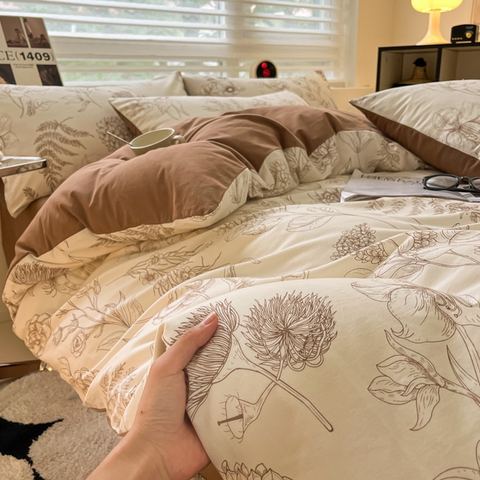 91家纺网 家纺一手货源 找家纺 吉象家纺 2025新款全棉纯棉加厚磨毛印花四件套 芳草集