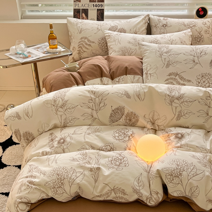 91家纺网 家纺一手货源 找家纺 吉象家纺 2025新款全棉纯棉加厚磨毛印花四件套 芳草集